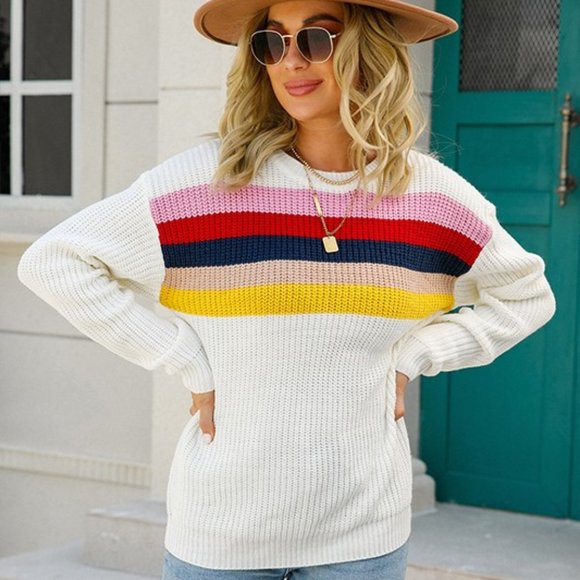 NWT Multi Color Stripe Pullover - Picture 4 of 7